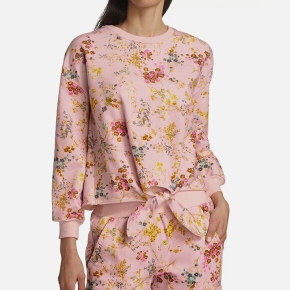 cinq a sept Tops - Cinq A Sept Parker Sakura Floral Print Tie Front Pullover Cotton Sweatshirt